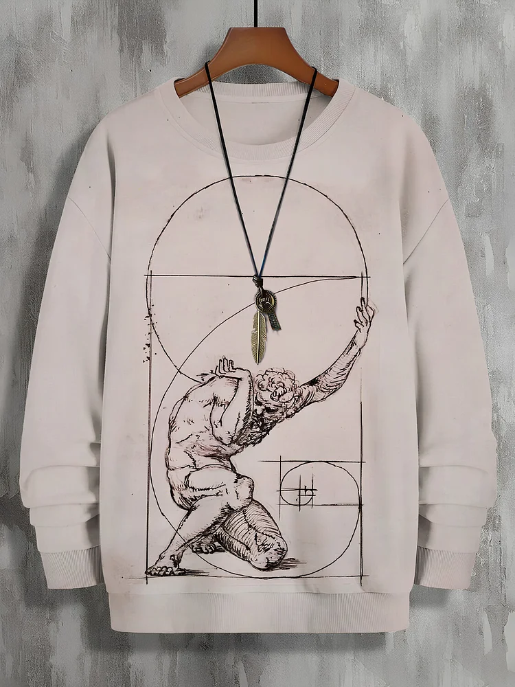 Men's Vintage Golden Ratio Art Print Casual Sweatshirt