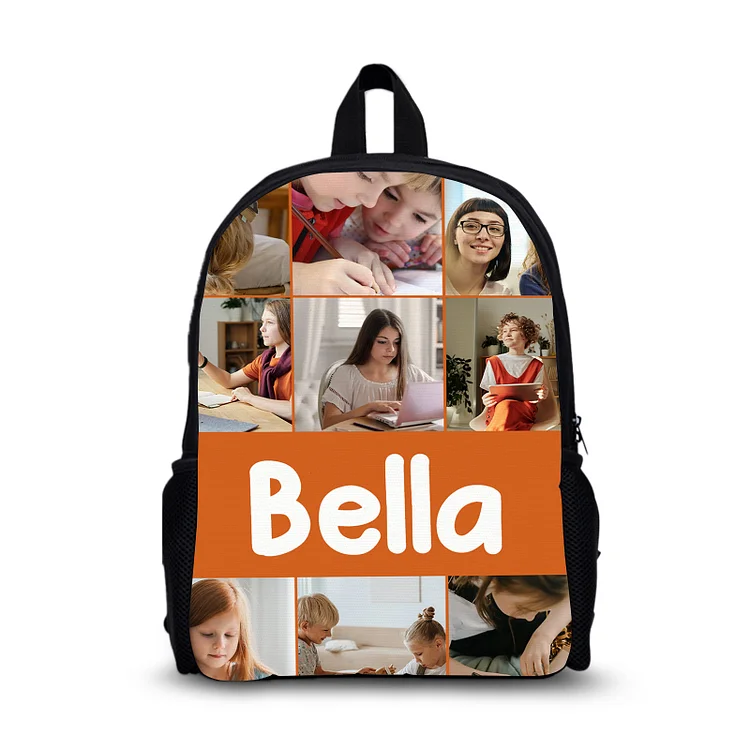 Mochilas-mochila escolar para los niños muy personalizada con nombre y 9 fotos