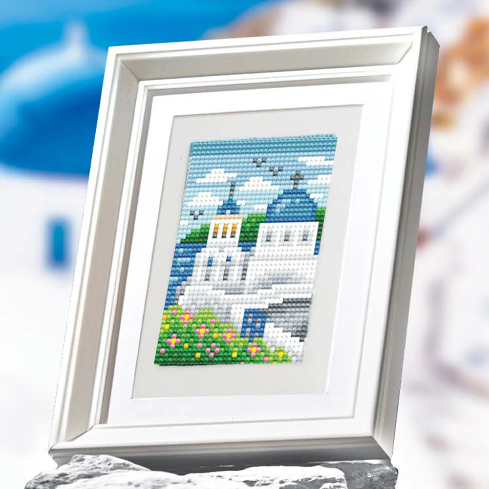 6pcs Scenery DIY Mini Round Diamond Painting for Desktop Decor No Frame(14*19cm)