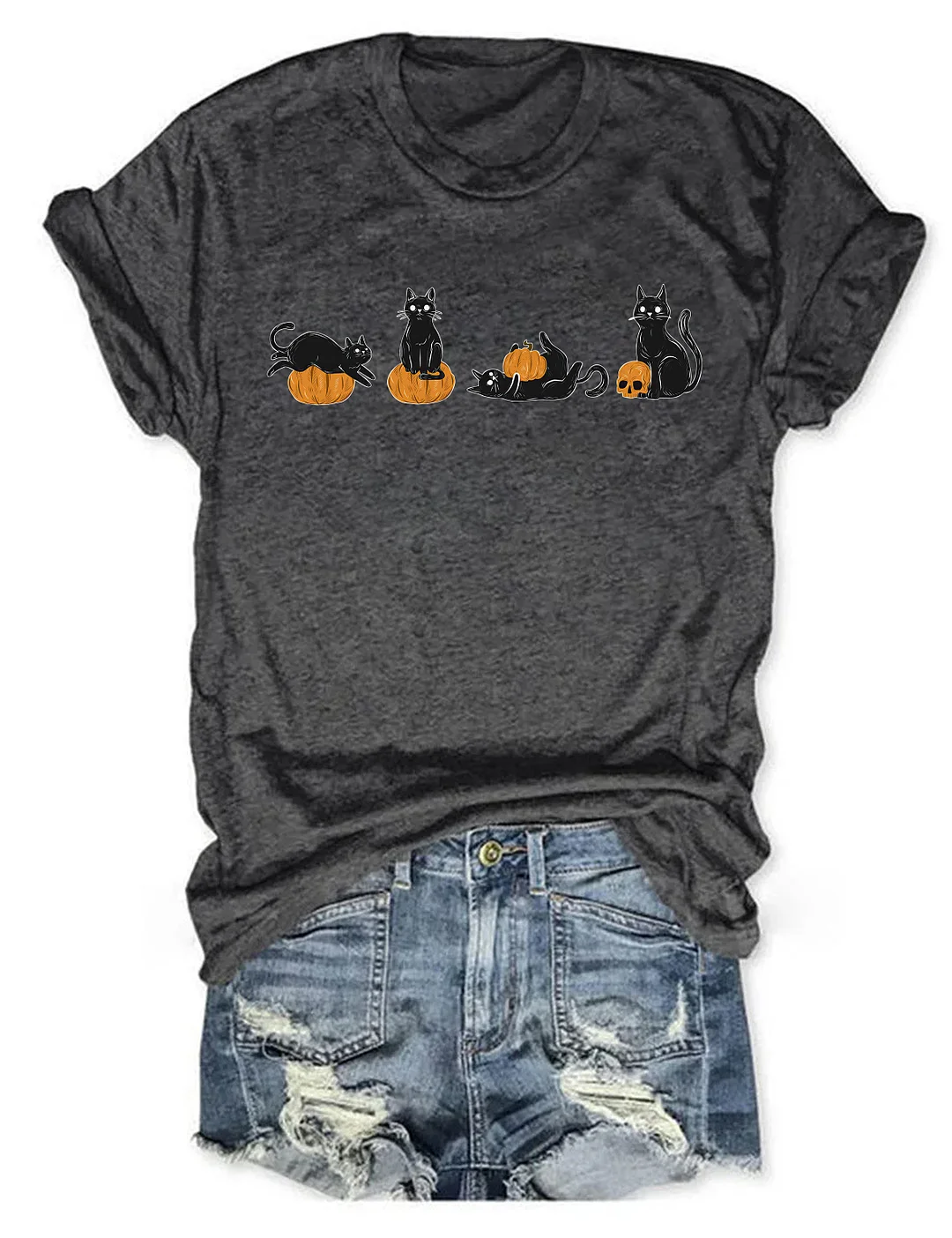 Pumpkin and Black Cats T-shirt