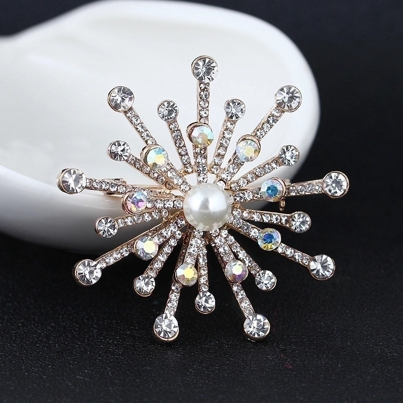 Elegant Pin Star Flower Snowflake Imitation Pearl Alloy Rhinestone Women’S Brooches