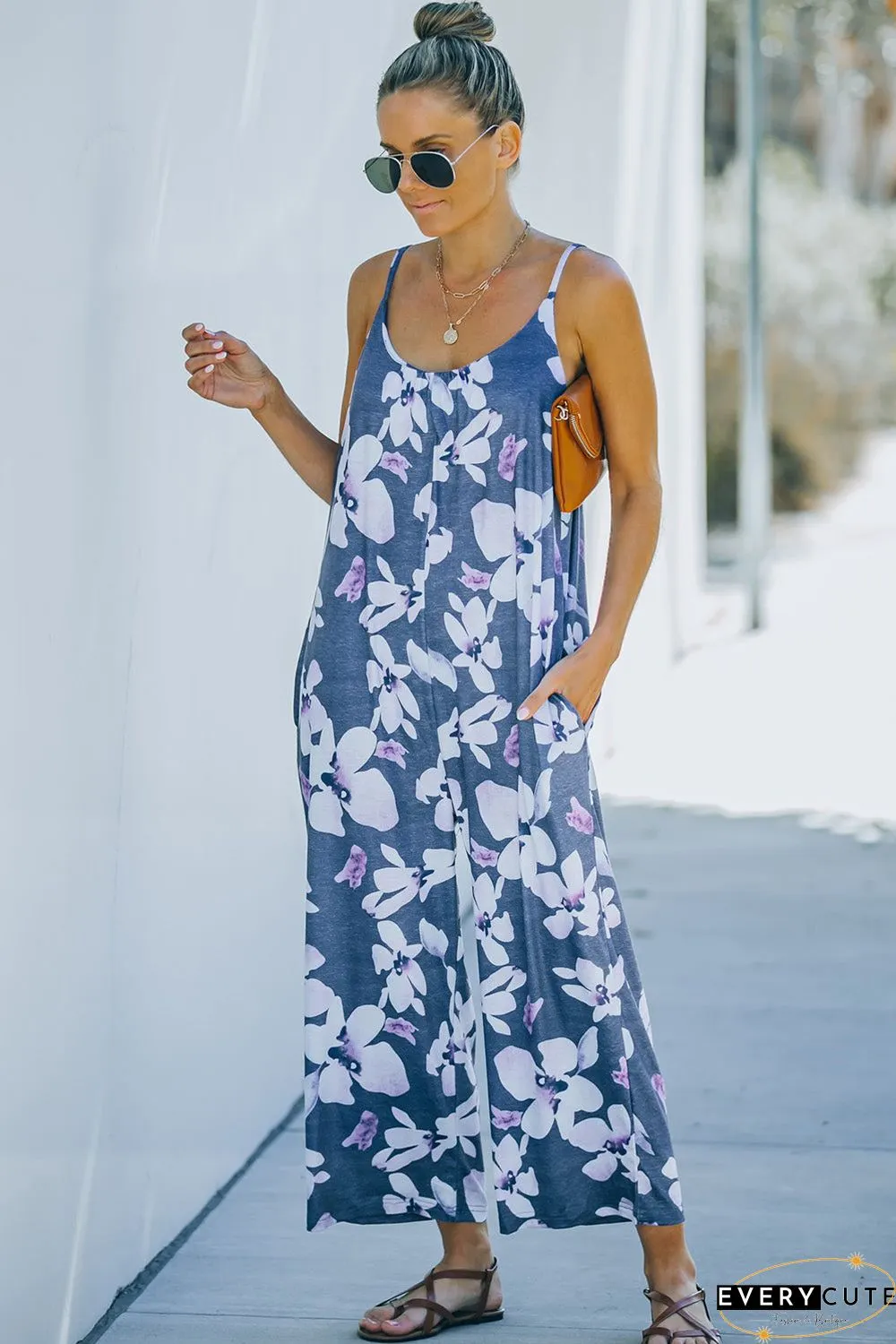 Print Spaghetti Strap Wide Leg Jumpsuit