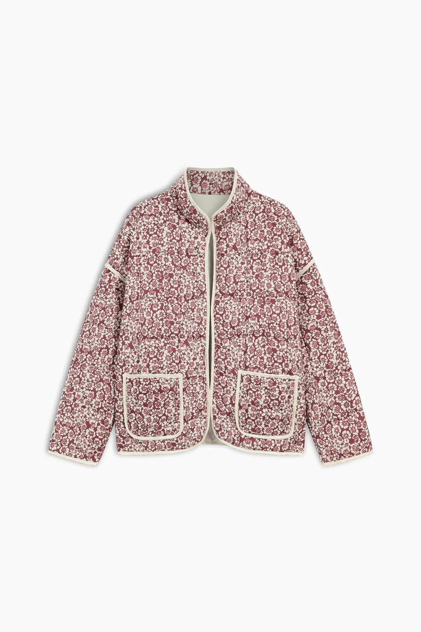 Women's Quilted Floral Coat &ndash; Pink Blossom Spring Jacket