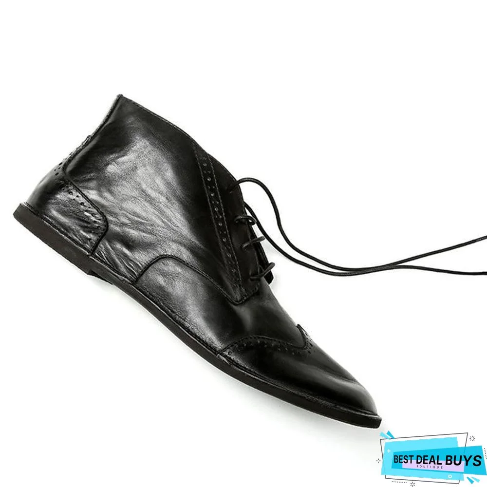 Men's Casual Soft Leather Lace Up Handcrafted Boots