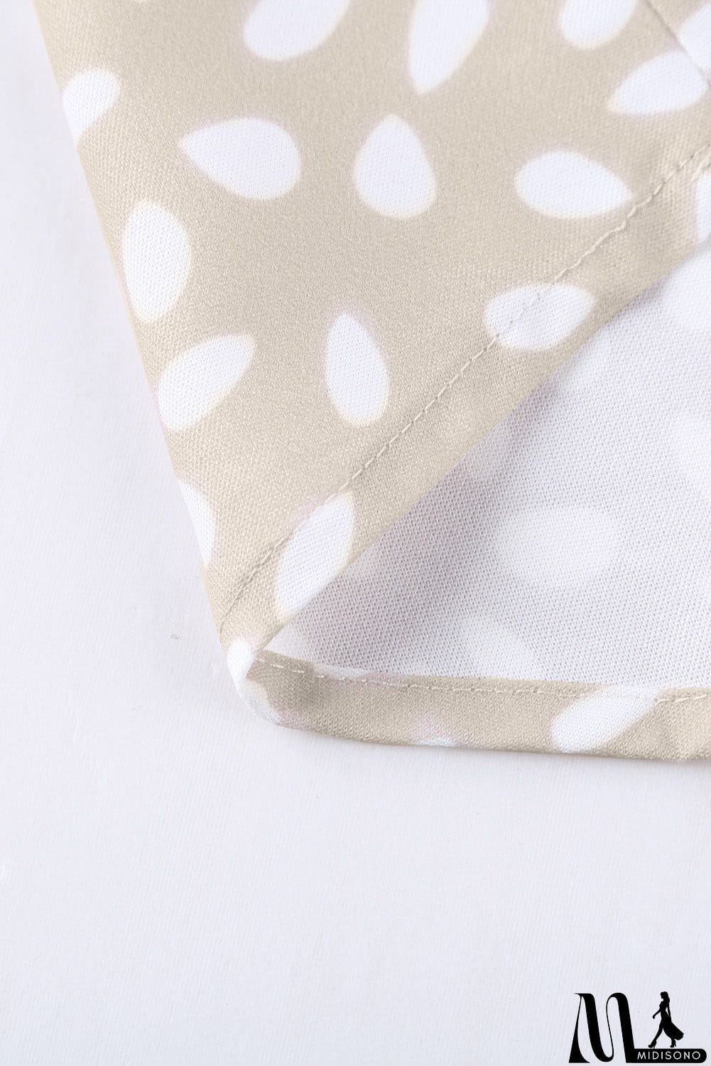 MidiSono - Chic Apricot Chloe Animal Print V-neck Rolled Sleeve Tunic Top