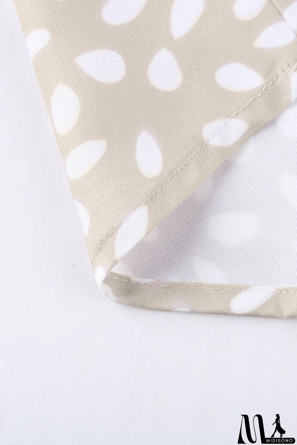 MidiSono - Chic Apricot Chloe Animal Print V-neck Rolled Sleeve Tunic Top