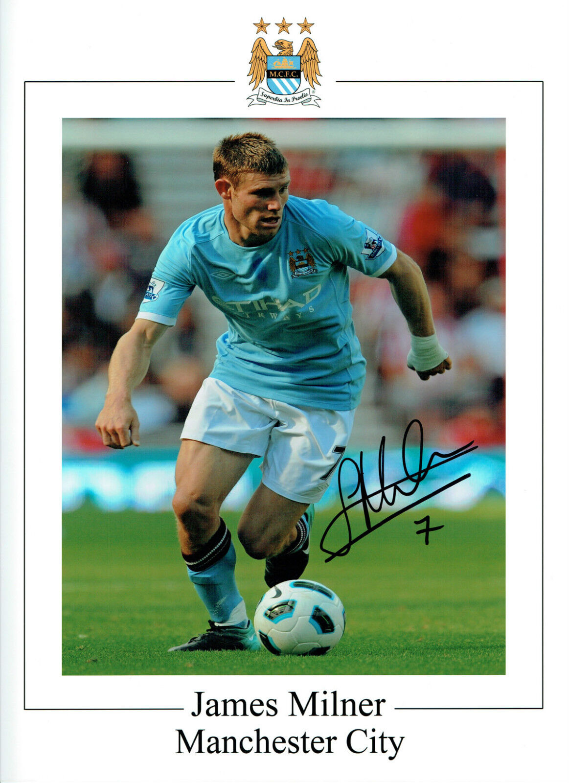 James MILNER Signed Autograph 16x12 Manchester City Portrait Photo Poster painting AFTAL COA