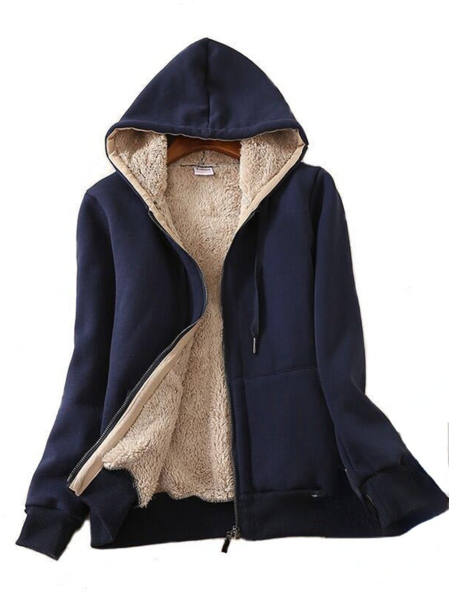 Women's Winter Coats Lamb Drawstring Hoodie Zipper Pocket Plus Size Coats