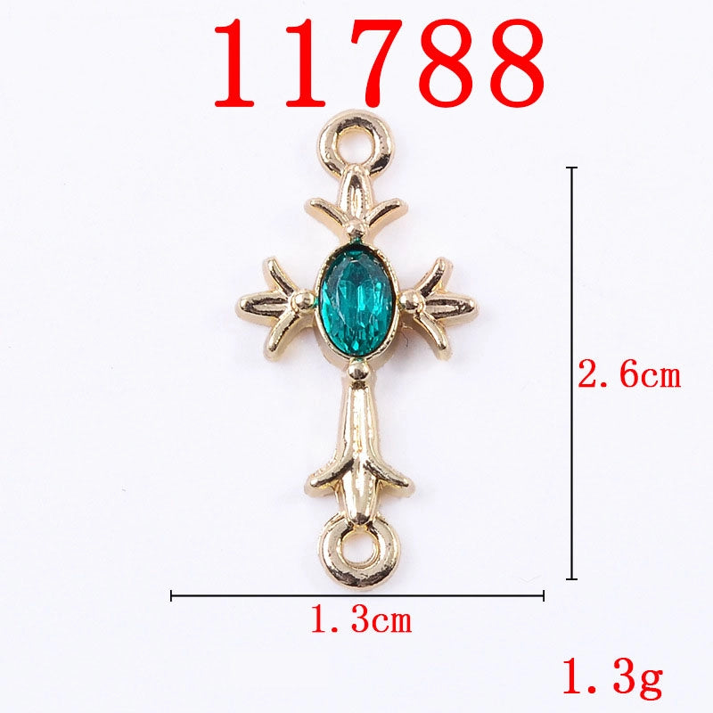 10 PCS/Package 13*26mm 21*26mm 31*37mm Alloy Crystal Pearl Cross Jewelry Accessories Pendant