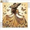 Diamond Painting-DIY Crystal Rhinestone  Black Hat Sunflower Lady