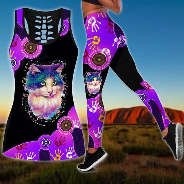 Colorful Cat Yoga Legging Kitty Workout Clothes Stretching Pant Hands Workout Legging No Tank Top Legging XS- 5XL Polyester Spandex Super Soft - Shop Trendy Women's Fashion | TeeYours