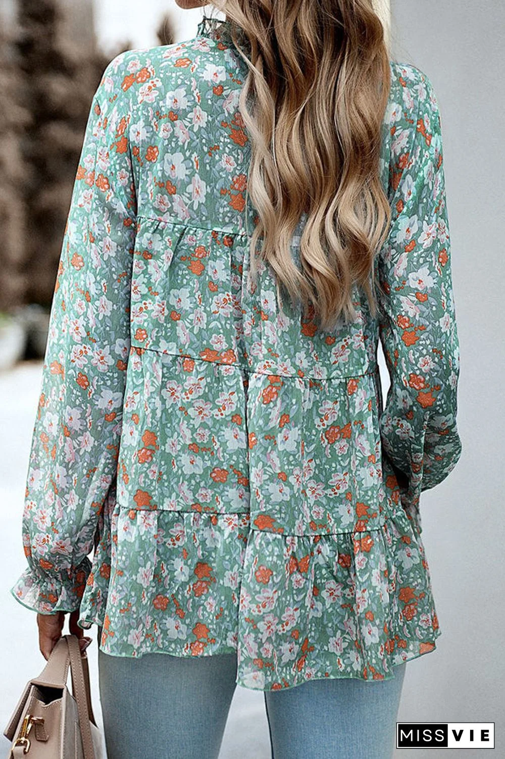 Long Sleeve Floral Print Casual Tops