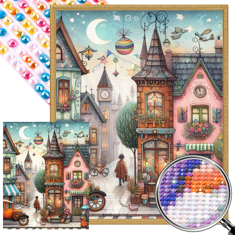 Colorful House 40*50CM (Canvas) Full AB Round Drill Diamond Painting gbfke