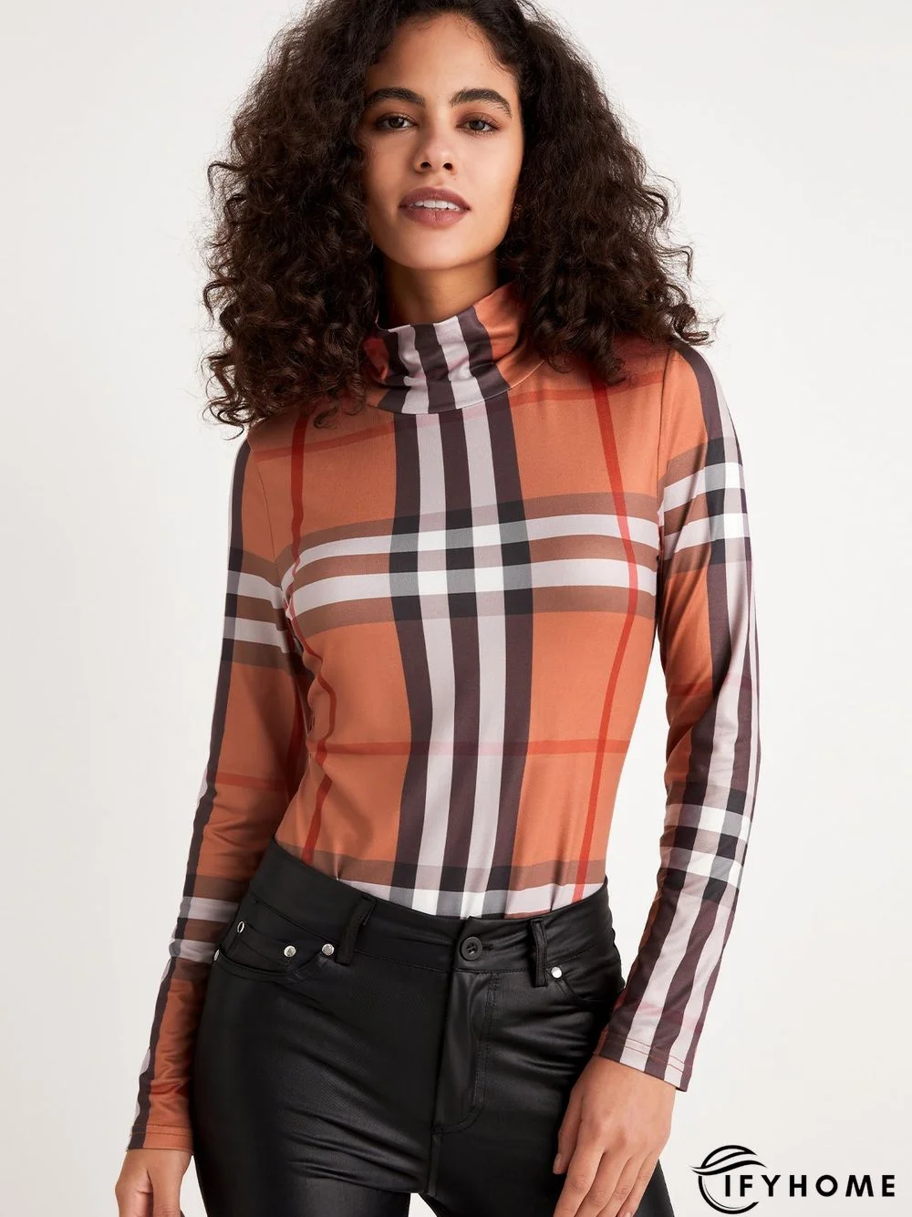 Urban Turtleneck Plaid Regular Fit T-Shirt | IFYHOME