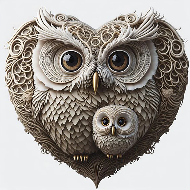 Heart Shaped Owl 30*30CM(Canvas) Full Round Drill Diamond Painting gbfke