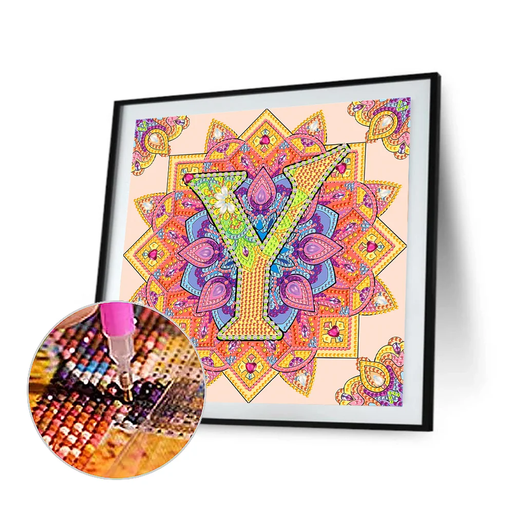 Special Shape Diamond Painting 30*30cm - Y Letter Mandala