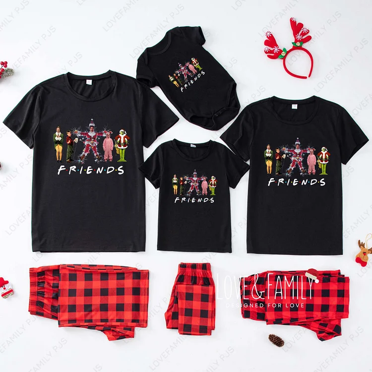 Christmas Movie Friends Short Sleeve Matching Family Pajamas Sets
