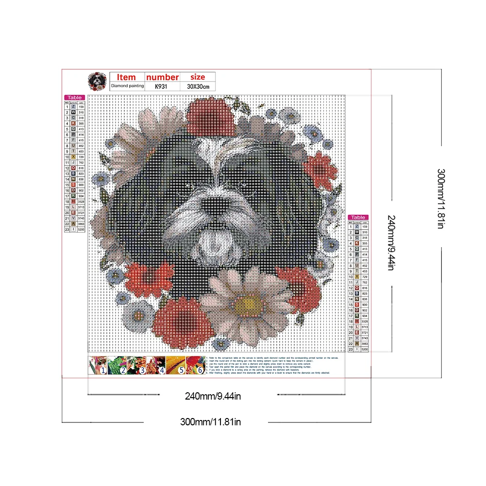 Diamond Painting - Full Round Drill - Flower Dog(Canvas|30*30cm)