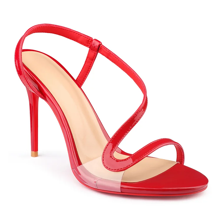 100mm/3.94 inch Spotlight Wavy Straps Sandals Red Bottom Stilettos Vocosi VOCOSI