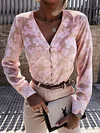 Stylish V-Neck Long Sleeve Floral Print Blouses&Shirts Tops