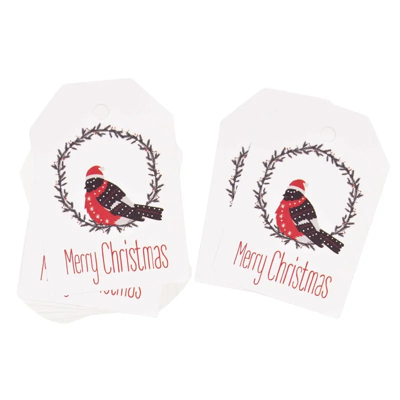 50pcs Merry Christmas Tags Kraft Paper Card Gift Label Tag DIY Hang Tags Gift Wrapping Decor Gift Card Christmas Favors Supplies