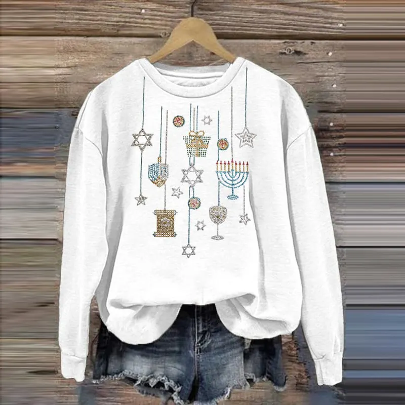 Women's Hanukkah Print Casual Sweatshirt