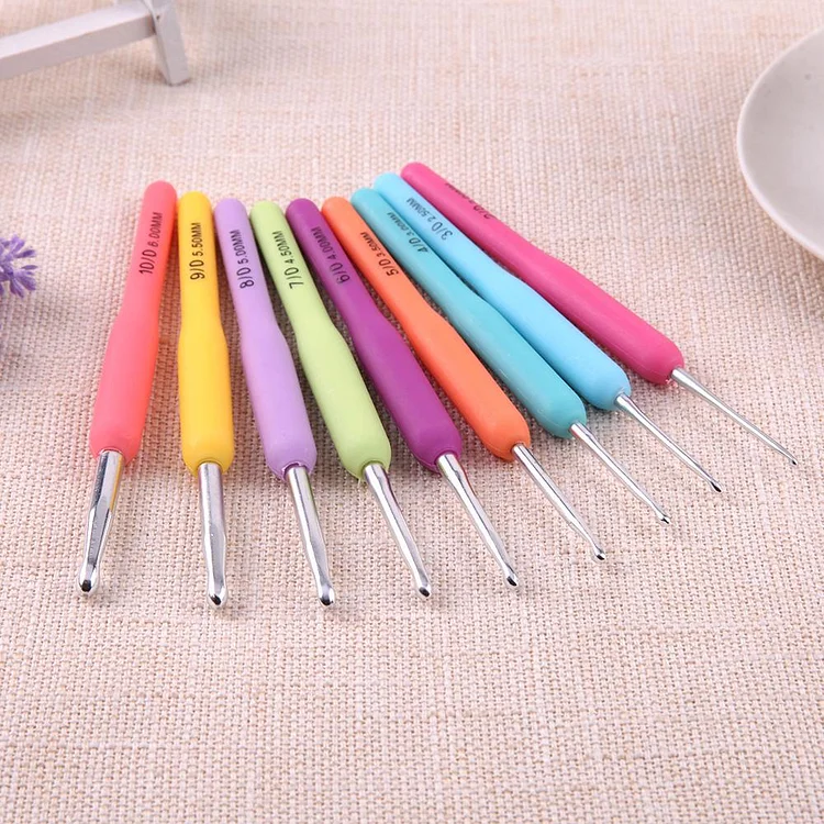Colorful aluminum croche needle kit weave tools Crochet hooks so weave Set  of knitting needles Hooks and knitting accessories