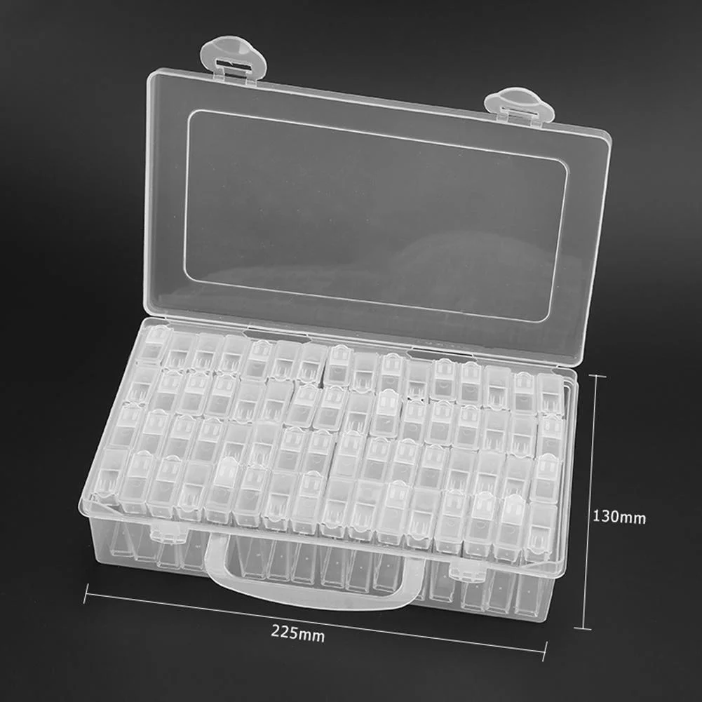 64 Grids Jewelry Storage Box Nail Art Rhinestone Organizer Display Case