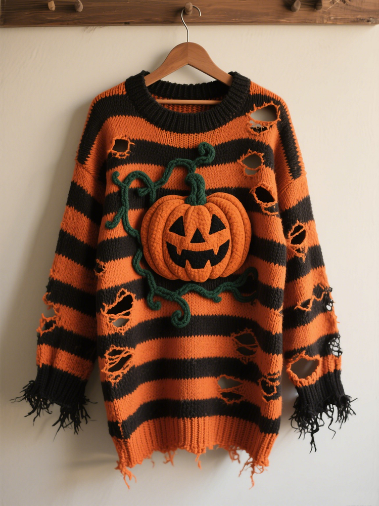 Halloween Contrast Patch Comfort Knitted Sweater