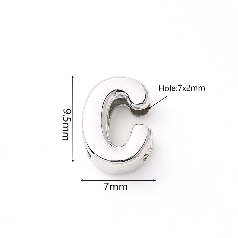 1 Pc/Package 9.5x6mm 9.5×7.5mm 9.5x8mm 7x2mm Copper White Gold Plated Letter Bubble Polished Beads