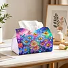 (24cm)Diamond Art Tissue Box Cover DIY PU Desktop Organizer Large(Flower)