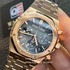 Audemars Piguet Royal Oak Chronograph 26240OR.OO.1320OR.05 Rose gold Blue Dial 41mm Super Clone 