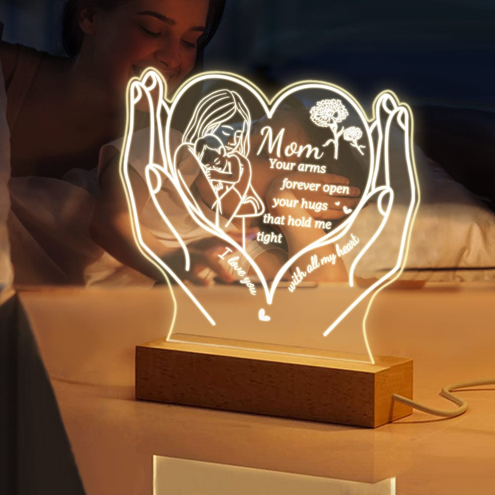 Loveyoufancy Personalized Mom Acrylic Night Light Christmas Gift for Mom from Daughter Son