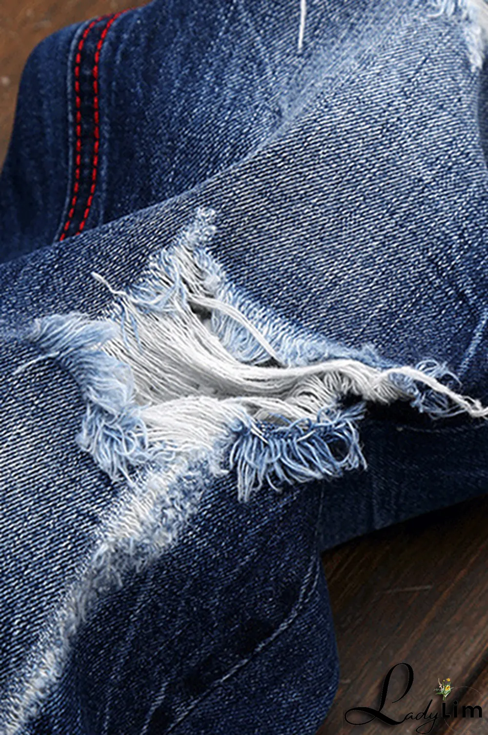 Blue Street Patchwork Tassel Ripped Make Old Bottoms