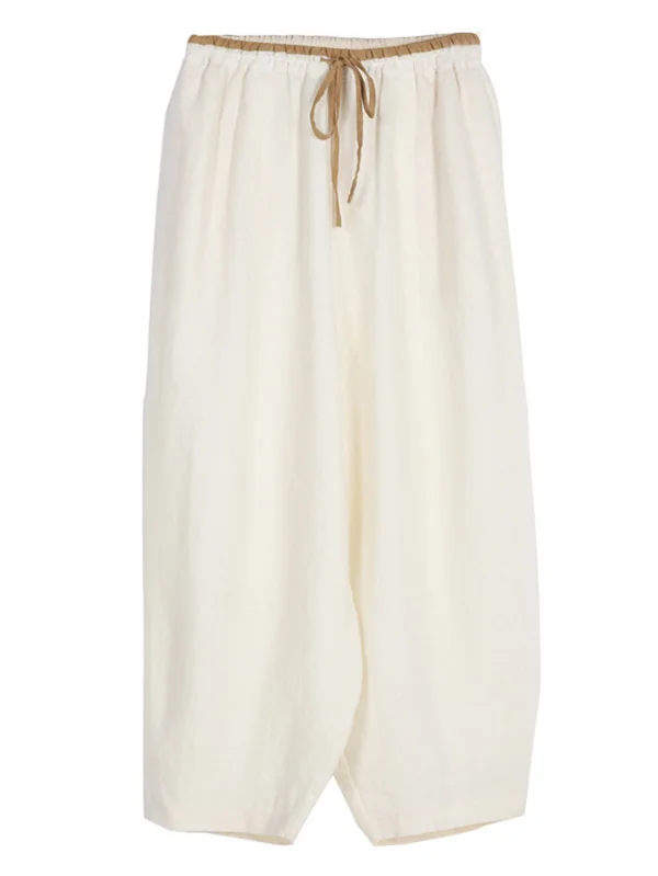 Casual Linen Solid Color Loose Ninth Harem Pants