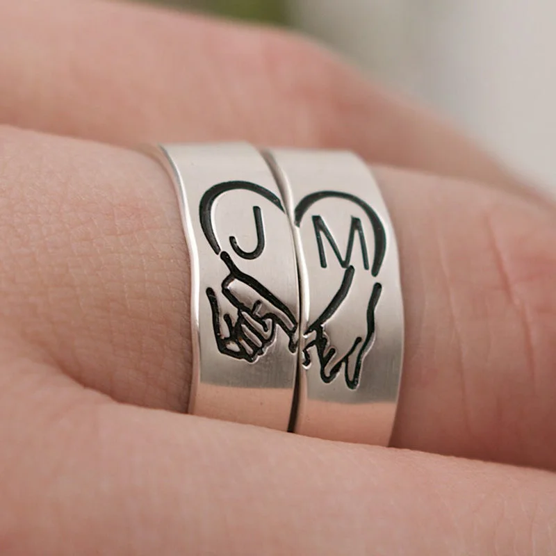 Pinky Promise Matching Ring Set Custom Couples Rings