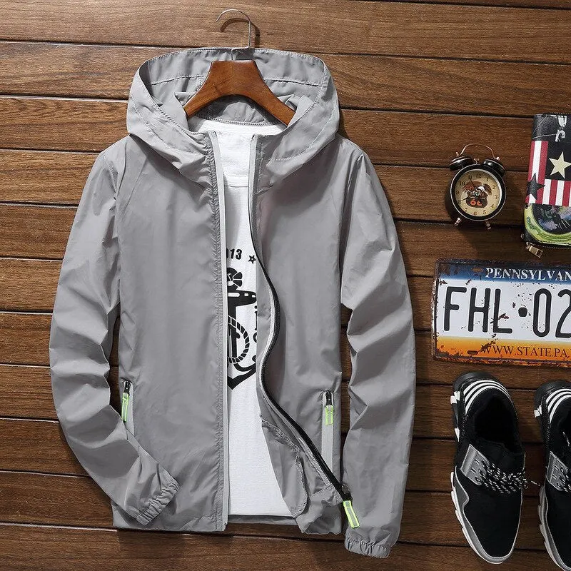 Ultra Light Men's Summer Hooded Jacket Super Thin Windbreaker Packable Skin Coat Sunscreen Waterproof Beach Casual Jackets