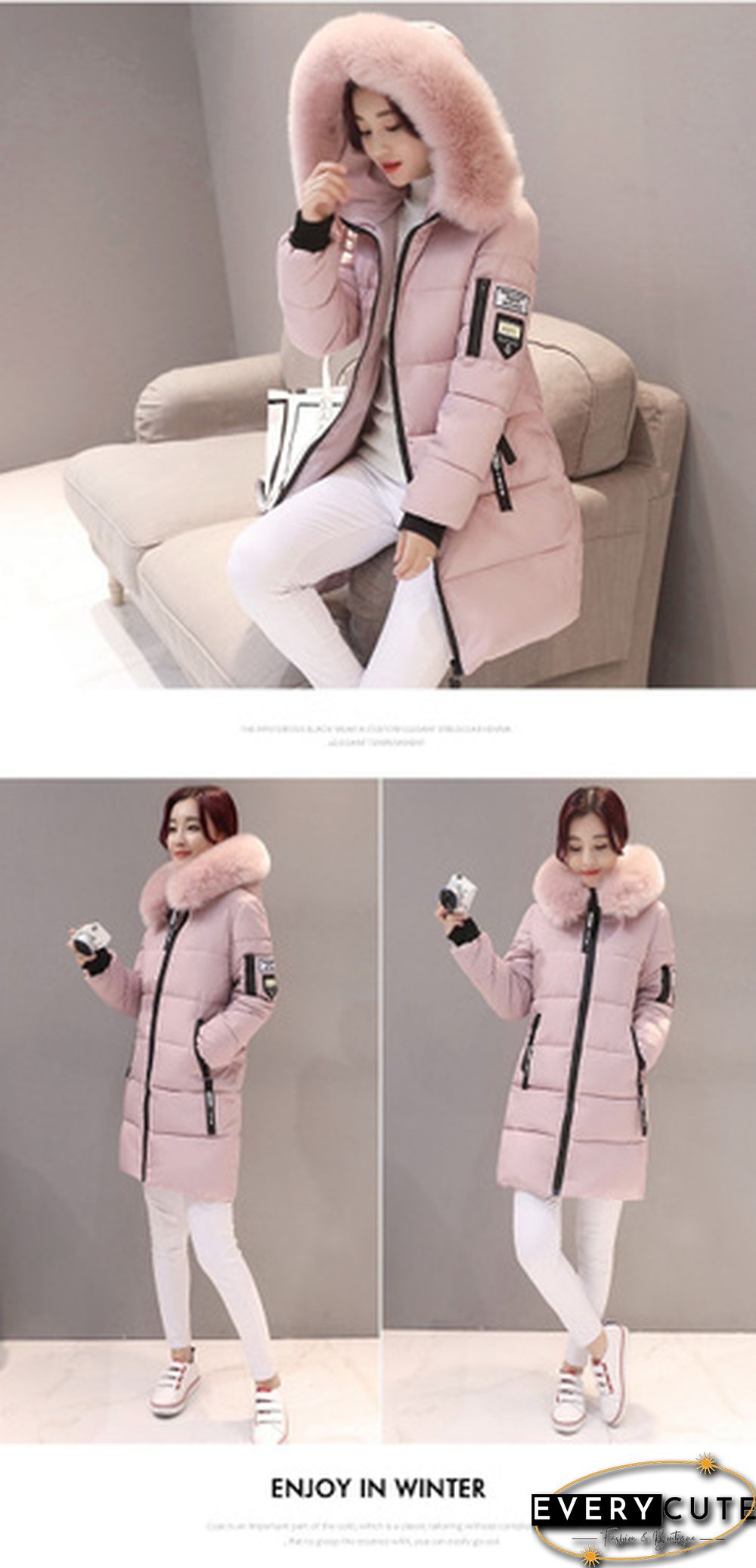Winter Warm Long Coats Women Fashion Winter Long Fur Hooded Cotton Cotton-padded Jacket Warm Puffer Coats Jackets Warm Parkas