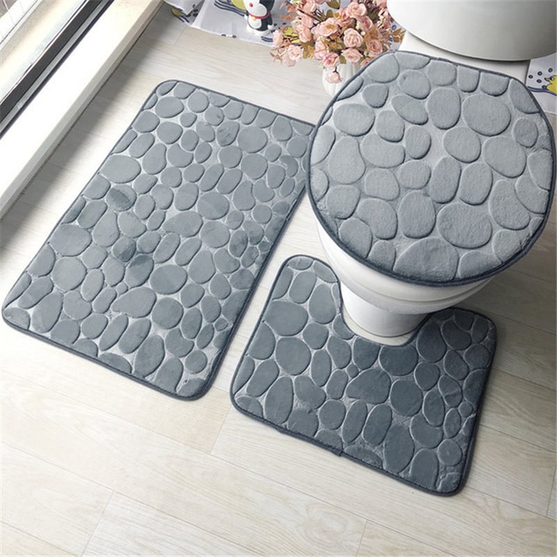 Cobblestone embossed carpet bathroom non-slip mat toilet three-piece toilet