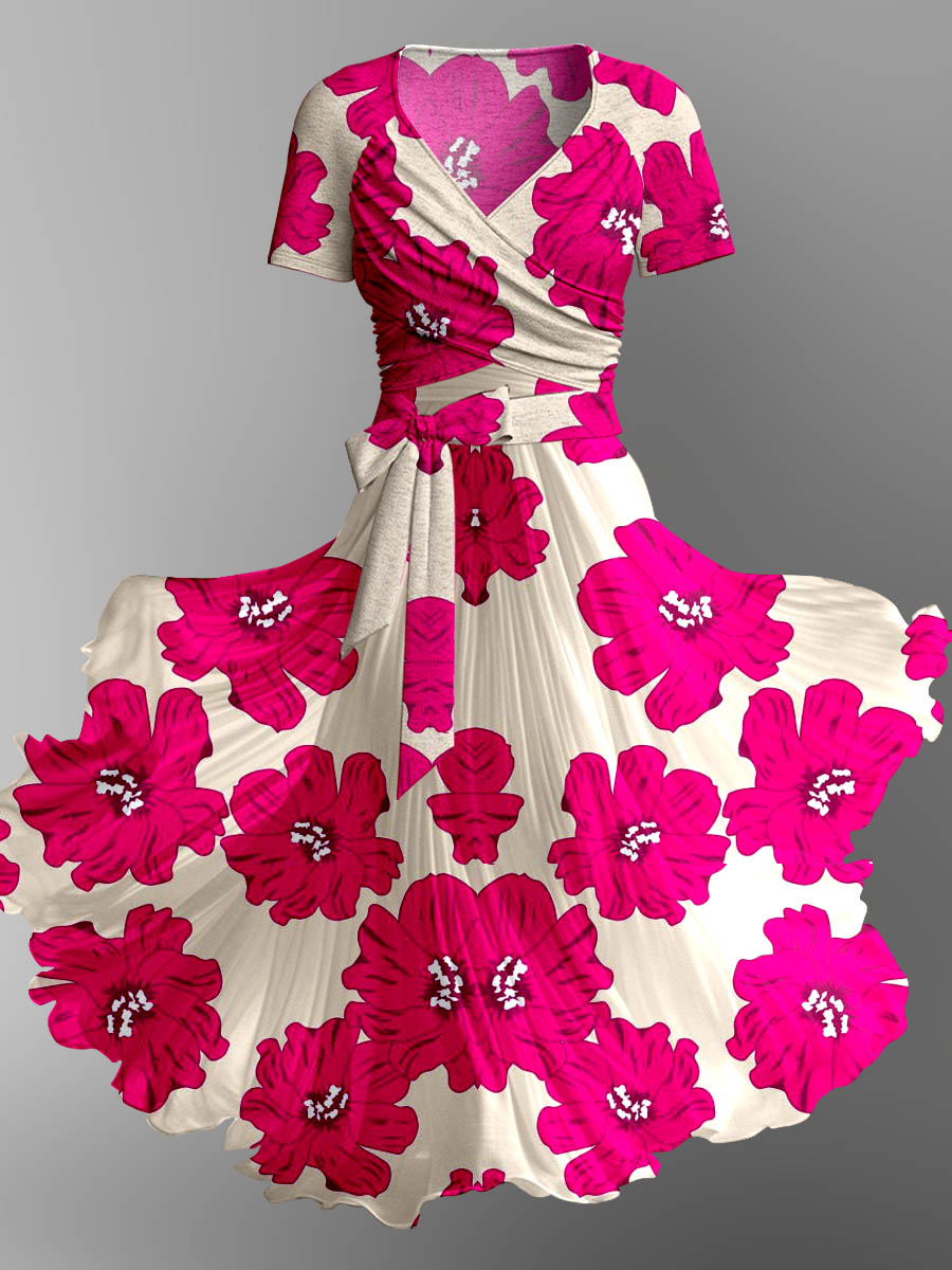 Women's Floral Print Camisole Dress Short Sleeve Strappy Jacket Two Piece Suit