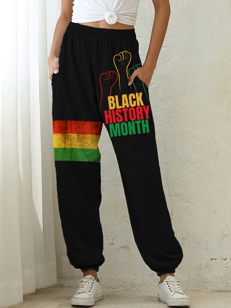 Black History Month Print Loose Sweatpants wearshes