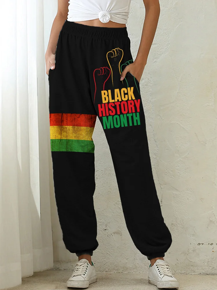 Wearshes Black History Month Print Loose Sweatpants