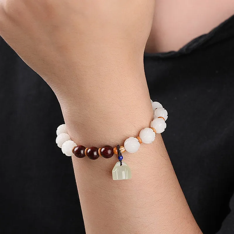 Bodhi Seed Jade Lotus Seed Charm Enlightenment Bracelet