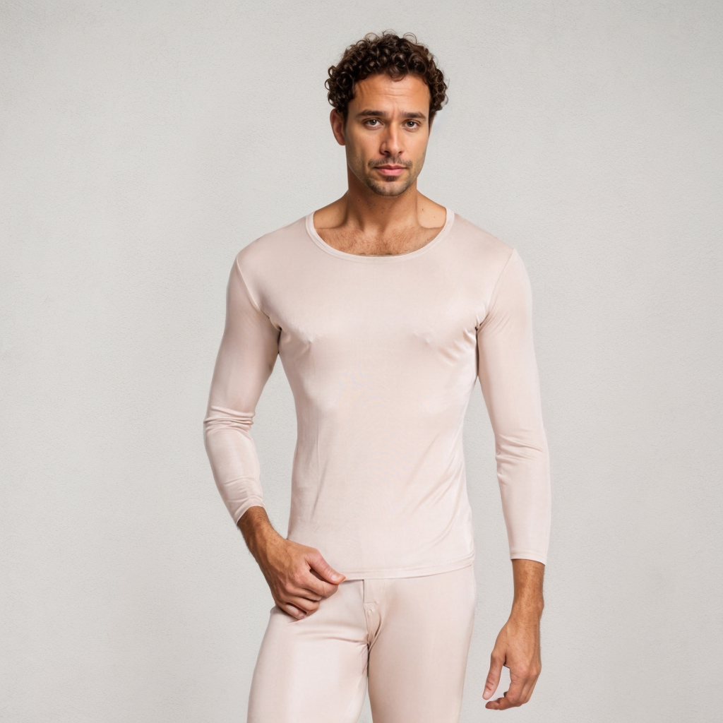 Men's Long Sleeves Silk Base Layer REAL SILK LIFE