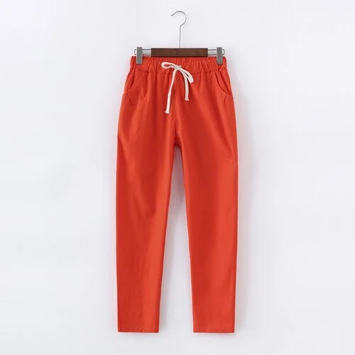 Garemay Cotton Linen Pants for Women Trousers Loose Casual Solid Color Women Harem Pants Capri Women's Summer