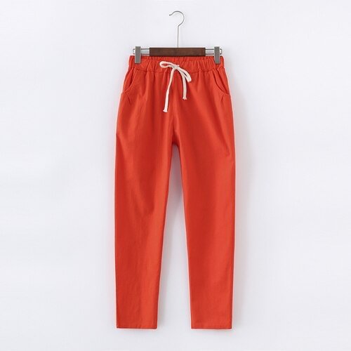 Garemay Cotton Linen Pants for Women Trousers Loose Casual Solid Color Women Harem Pants Capri Women's Summer