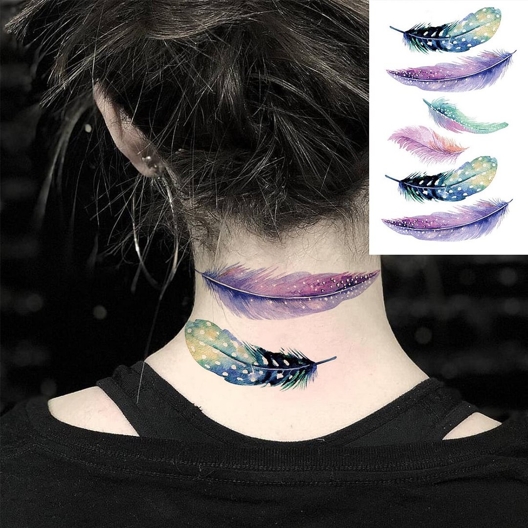 Gingf Fox Wolf Temporary Tattoos For Women Wrist Kids Eye Compass Bird Plum Flower Fake Tattoo Sticker Washable Tatoo Decal