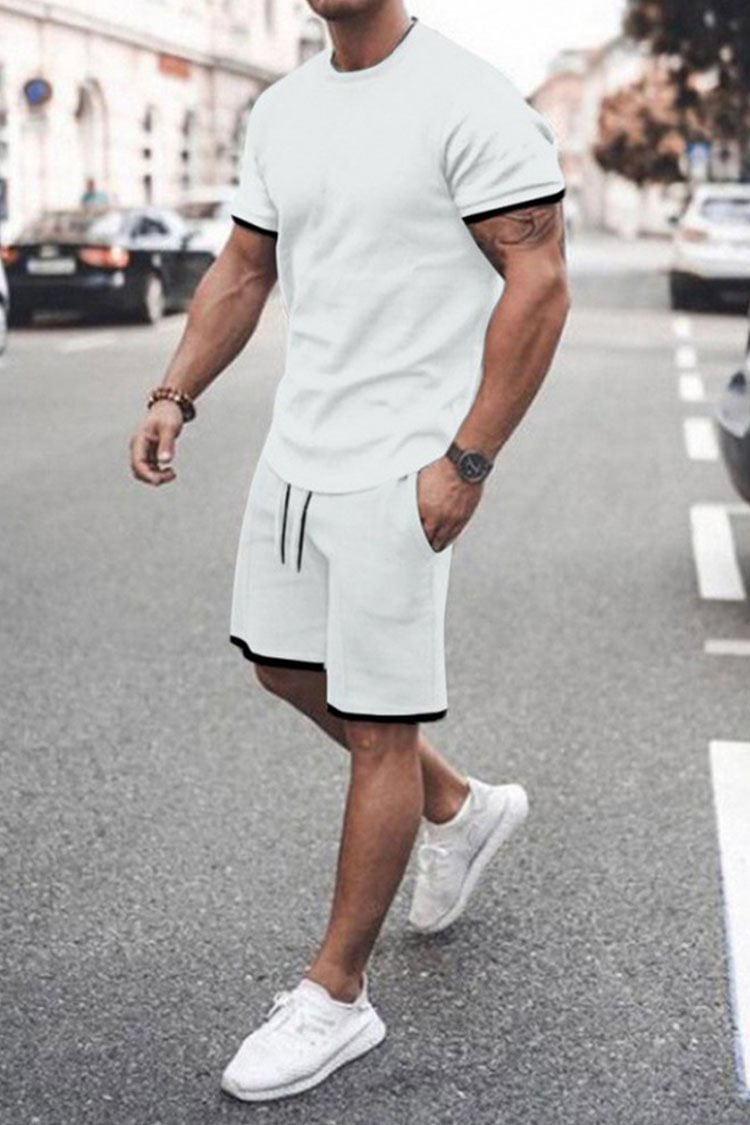 Tiboyz Men's Outfits Athleisure Loose T-Shirt Two Piece Set