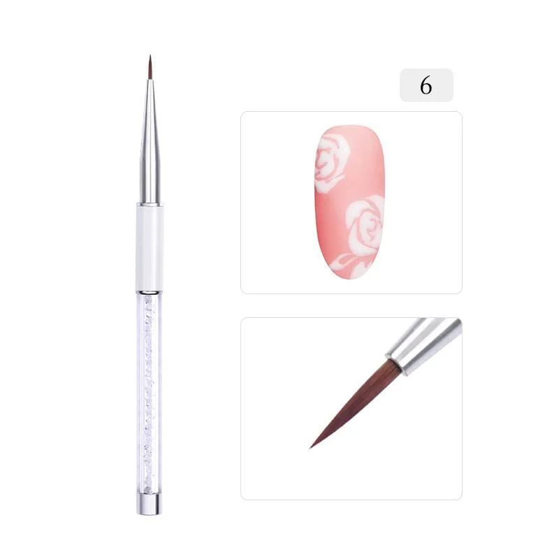 Nail Liner Brush Carving Flat Round UV Gel Painting Brush Lines Drawing Pen Gradient Brush Marble Handle Manicure Nail Art Tool-Nail Inspo