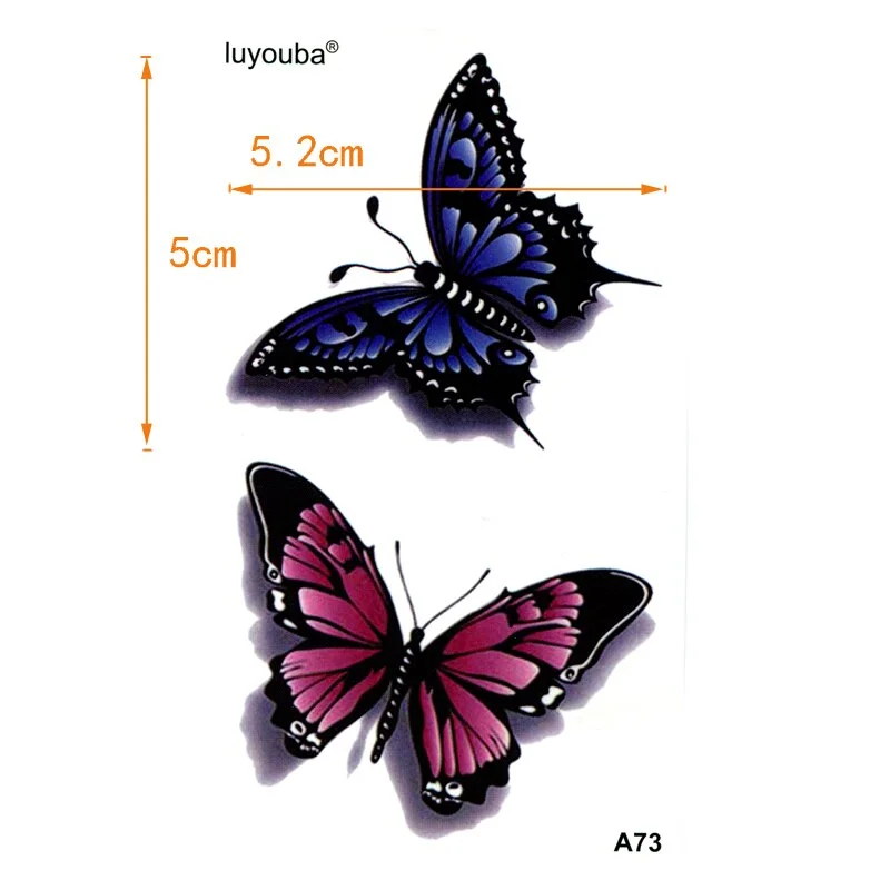 Red/Blue Butterfly Waterproof Temporary Tattoo Sticker Henna Tatoo Body Sticker Fake Tattoo The Flash Tatuajes Temporales